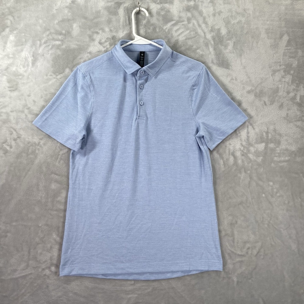 Lululemon Shirt Mens Small Evolution Polo Slim Fit Performance Short Sleeve Blue
